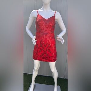 Weinaze Red Sequin Mini Dress Size 4 NWT Spaghetti Strap Party Dress NWT